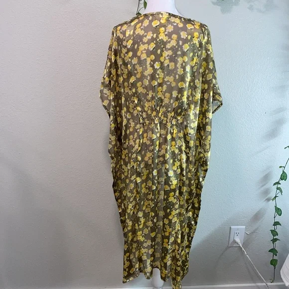 Anthropologie Isolde Floral Kimono with Yellow and Brown Pattern, One size - Picture 7 of 14
